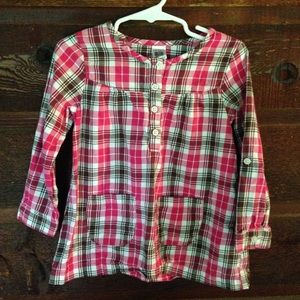 Plaid top 3/4 length sleeves Carter's 3T girls